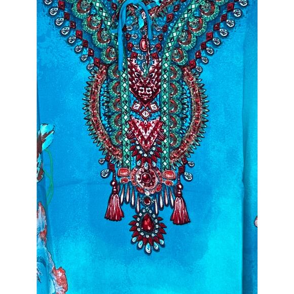 NWT Belle by Kim Gravel Printed V-Neck Lace-Up Poncho SIZE SMALL - Picture 3 of 6